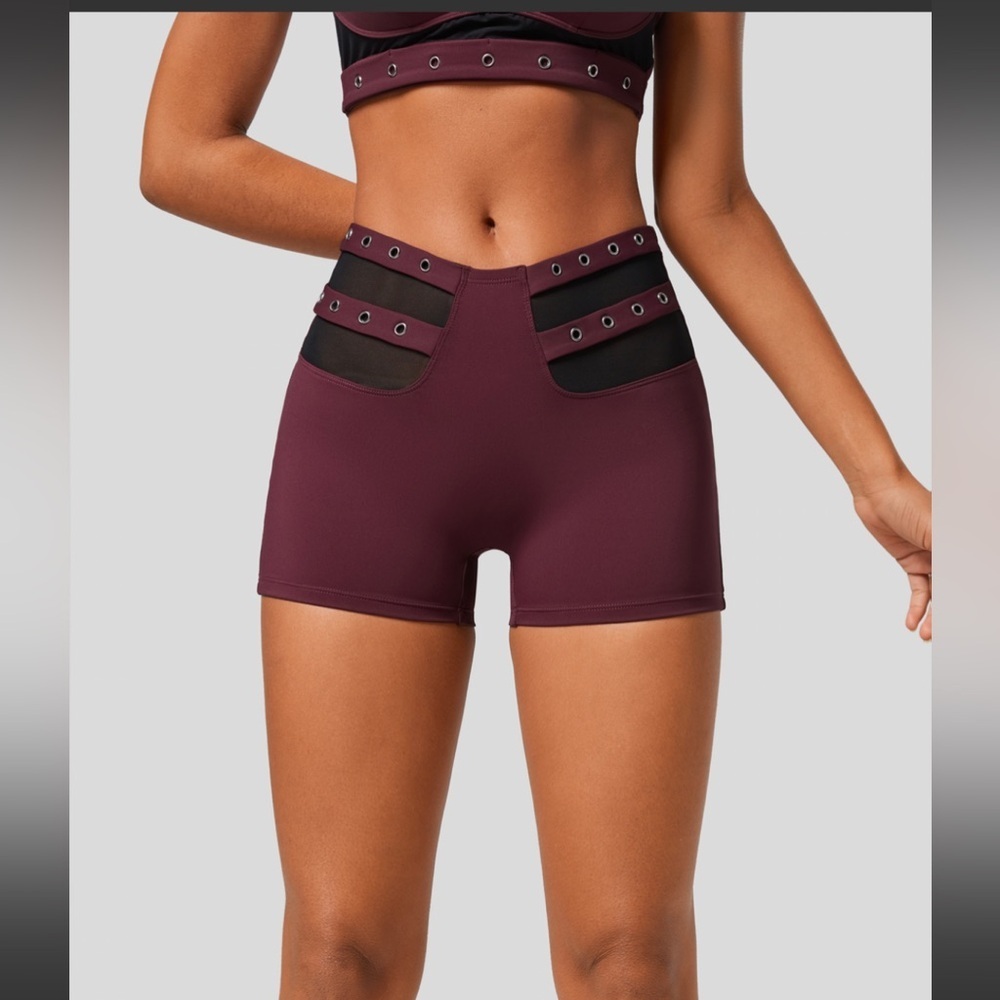 Softlyzero Airy Mid Rise V Shaped‎ Contrast Mesh Cool Touch Shorts 3"-UPF…